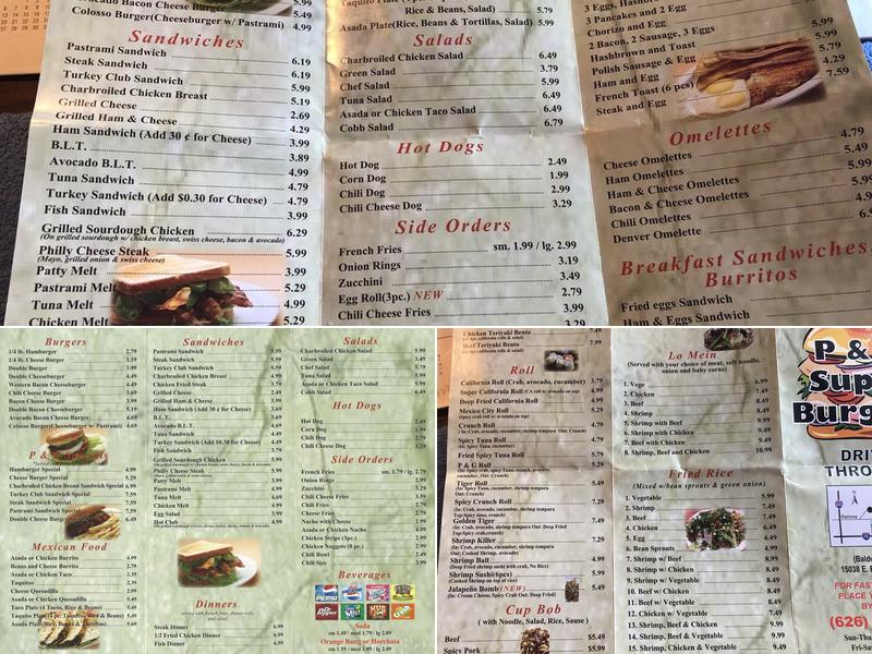 P&G Super Burger Menu