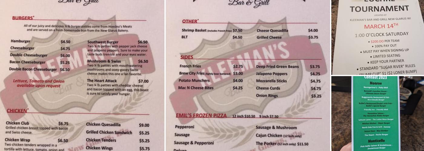 Kleeman's Bar & Grill Menu