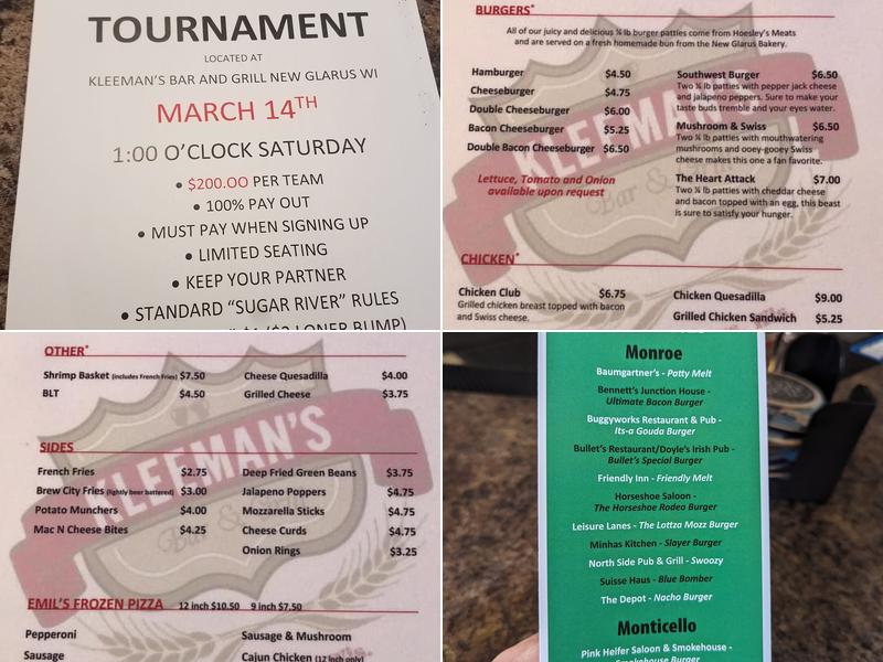 Kleeman's Bar & Grill Menu