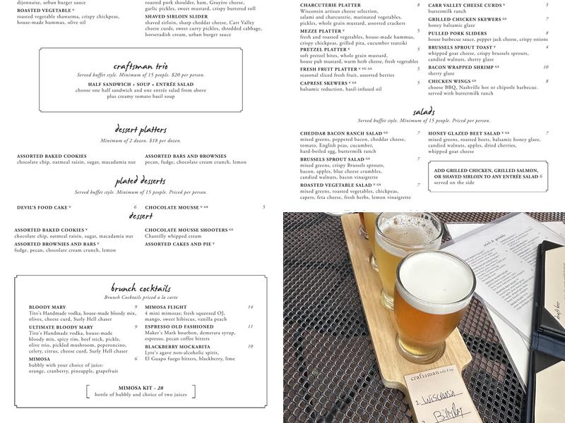 Craftsman Table & Tap Menu