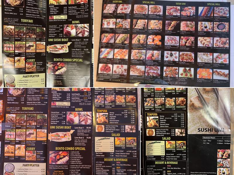 Sushi umi Menu
