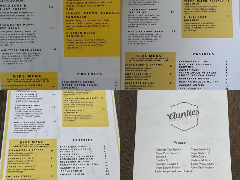 Auntie's Bakery & Cafe Menu