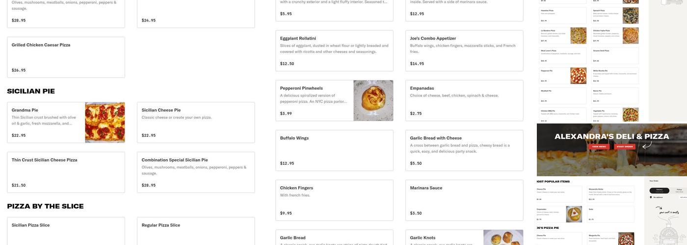 Alexandra’s Deli & Pizza Menu
