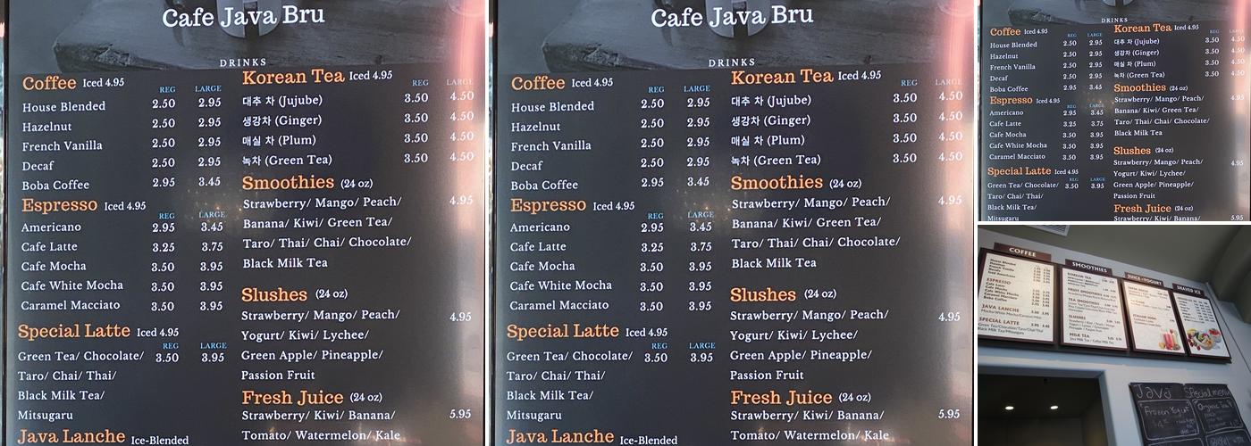 Cafe Java Bru Menu