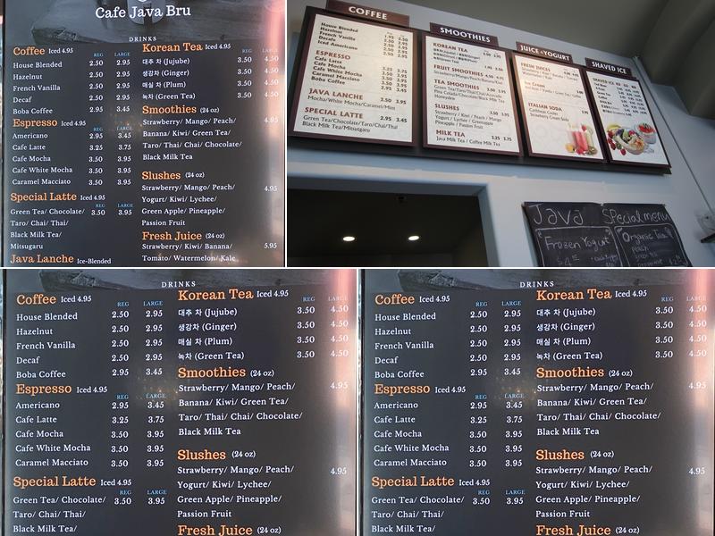 Cafe Java Bru Menu