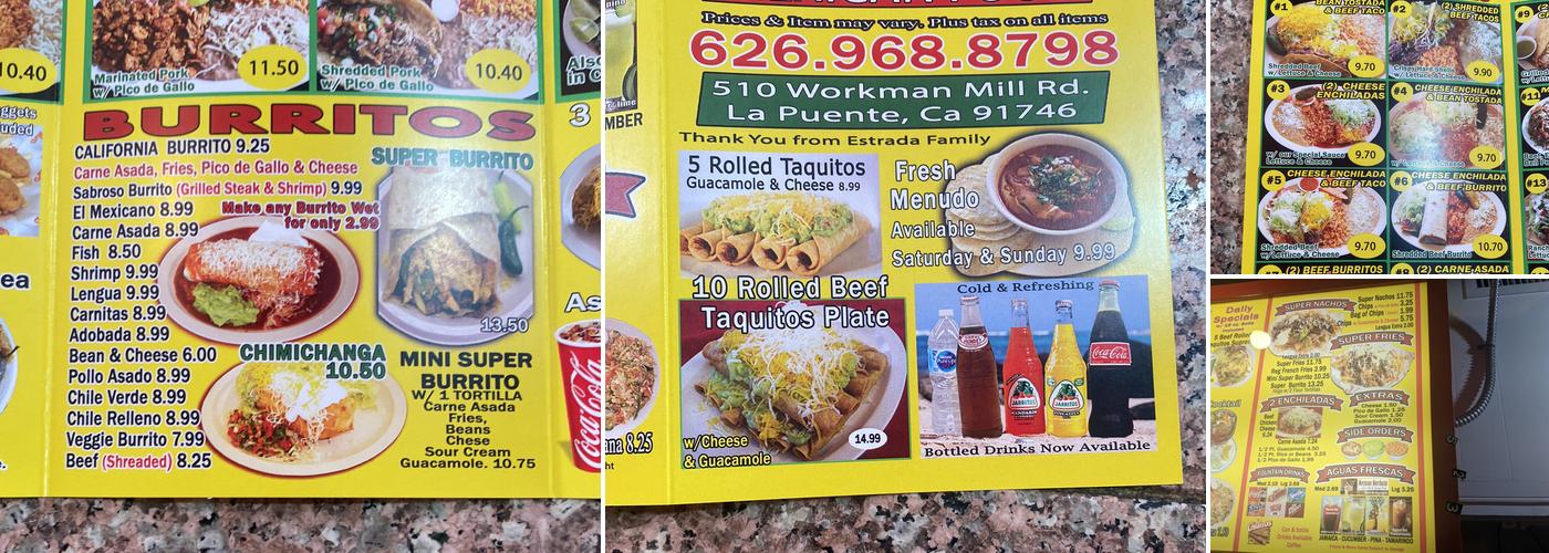 Albert's Mexican Food Menu