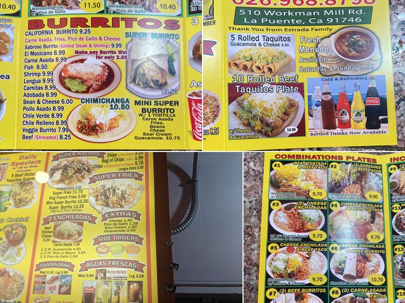 Albert's Mexican Food Menu