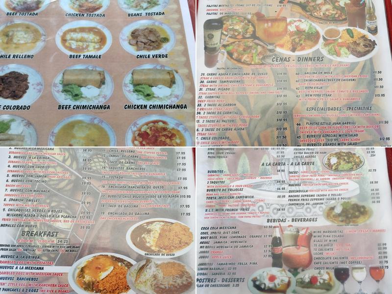 Casa Jimenez Mexican Restaurant Menu
