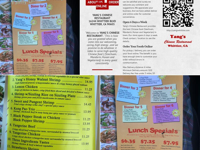 Quang's Vietnamese Restaurant Menu