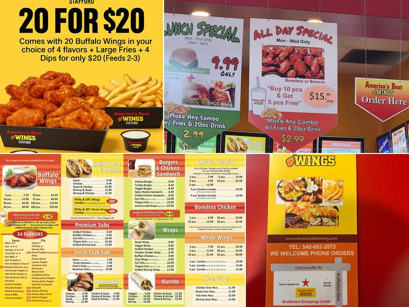 America's Best Wings Menu