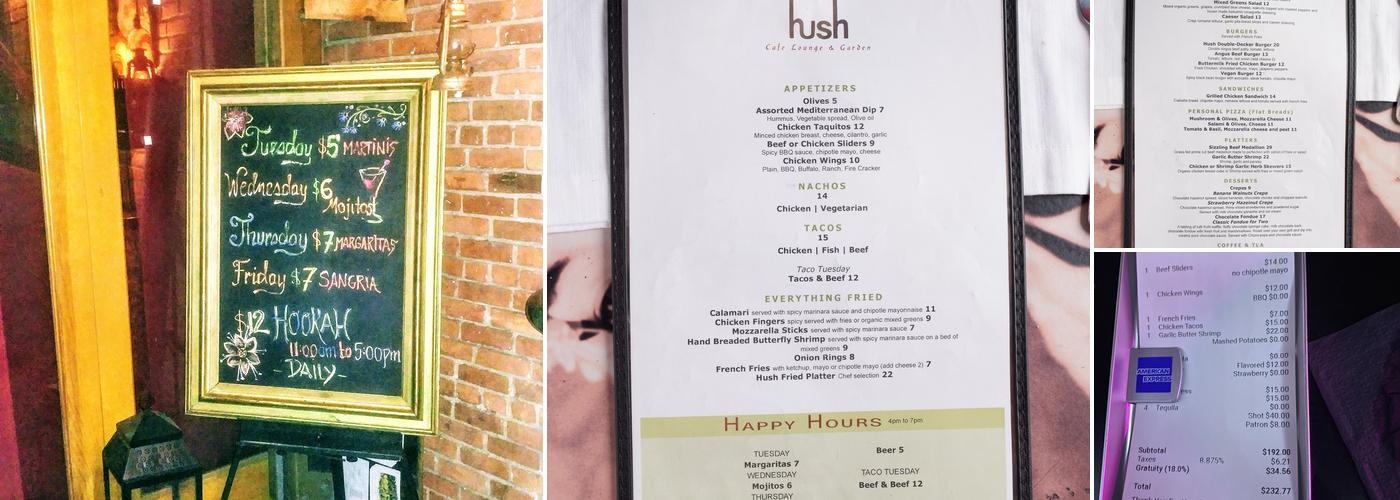 Hush Cafe Lounge and Garden Menu