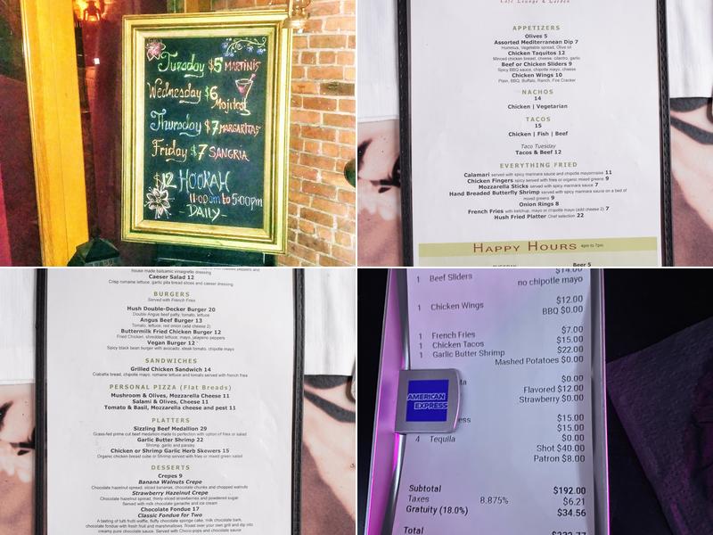 Hush Cafe Lounge and Garden Menu