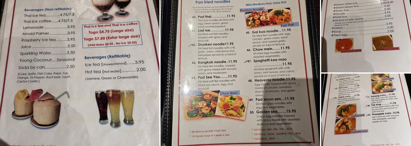 Sweety Hut Thai Restaurants Menu