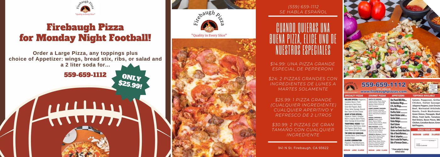 Firebaugh Pizza Menu