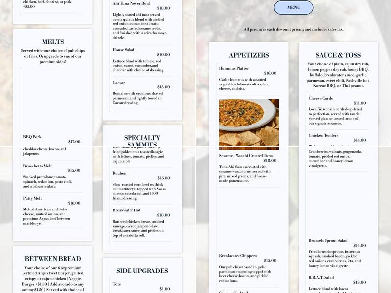 Breakwater Menu