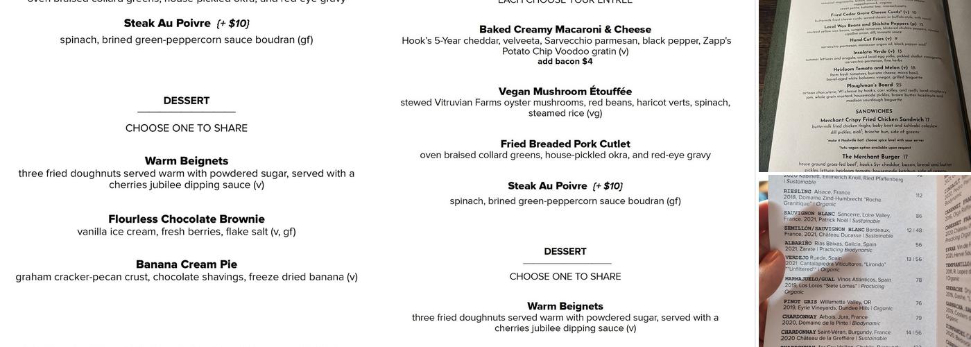 Merchant Madison Menu