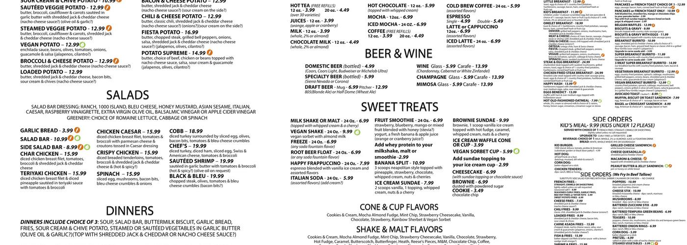 Happy Burger Diner Menu