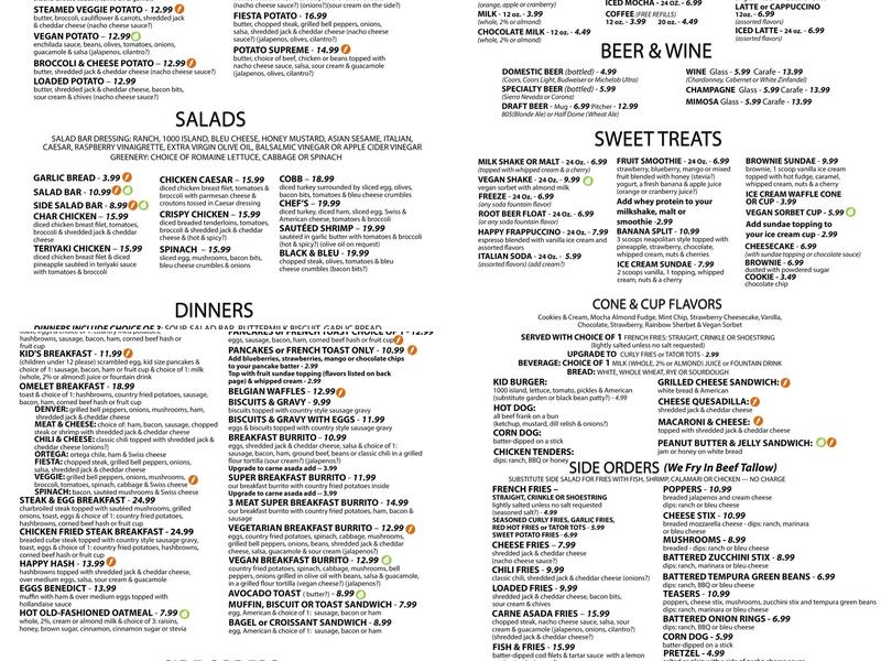 Happy Burger Diner Menu
