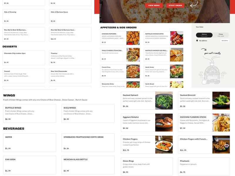 Rosalia's Pizzeria Menu