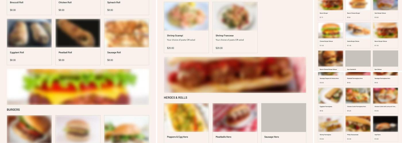 Trattoria Bambino's Pizza Menu