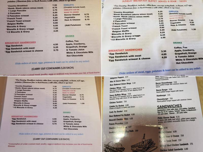 Nora's Two Menu