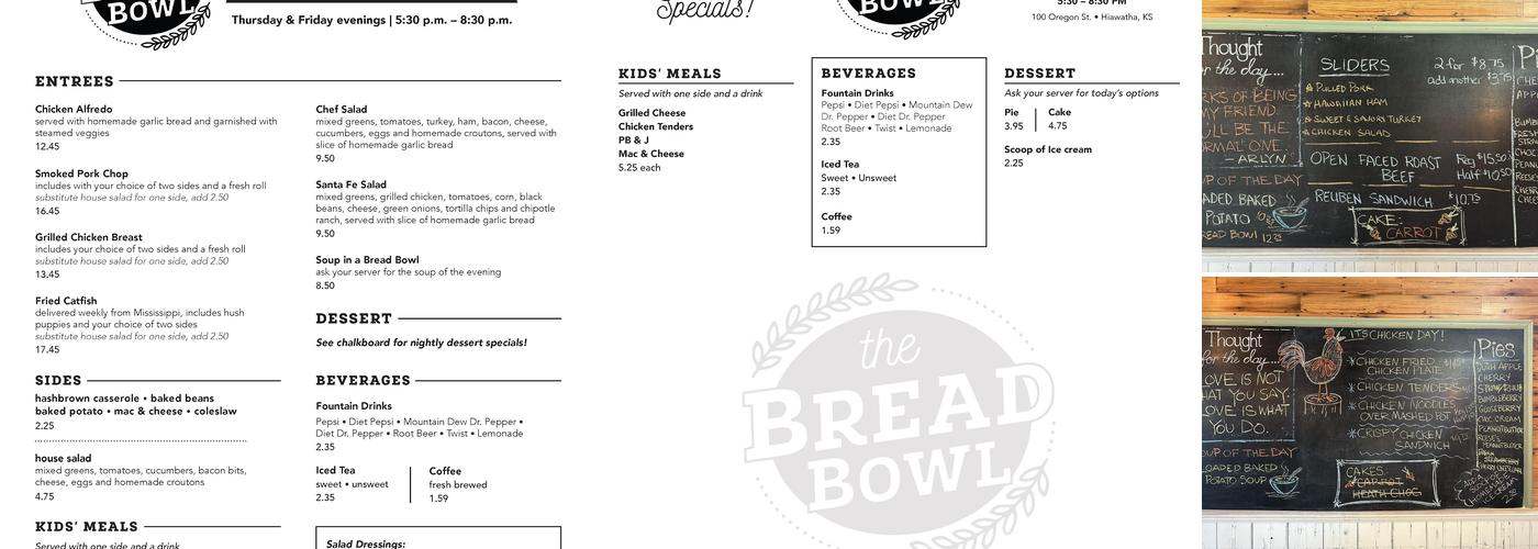 The Bread Bowl Menu