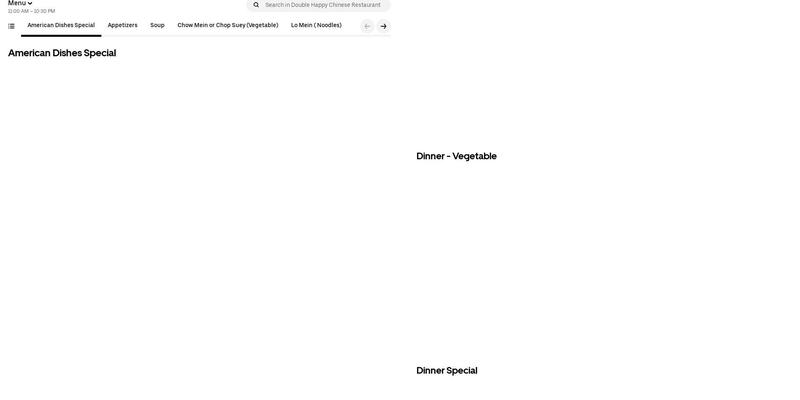 New Double Happy Inc. Menu