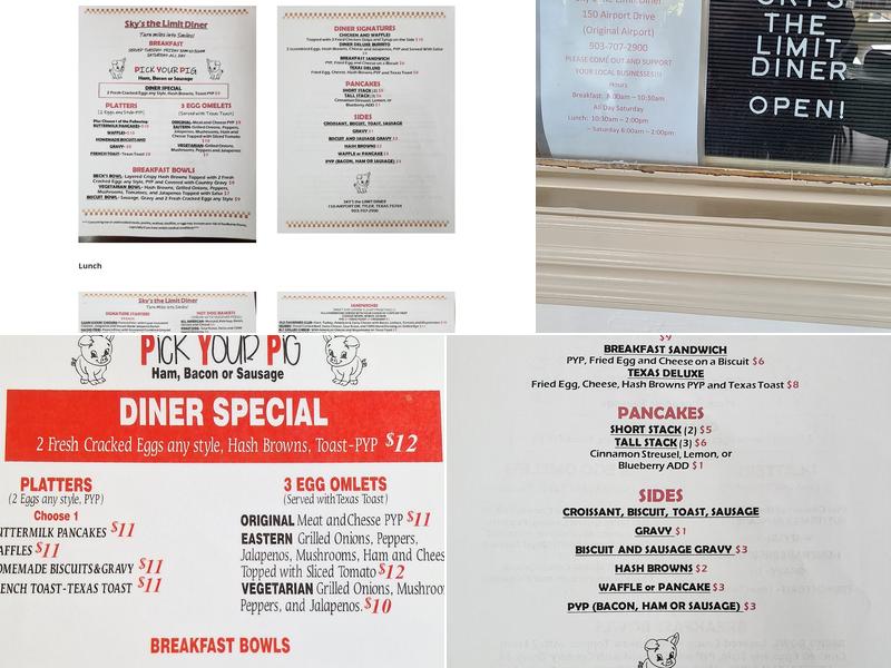 Sky's the Limit Diner Menu