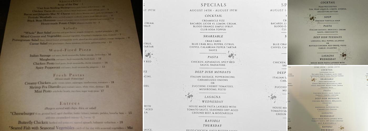 Bistro 135 Menu