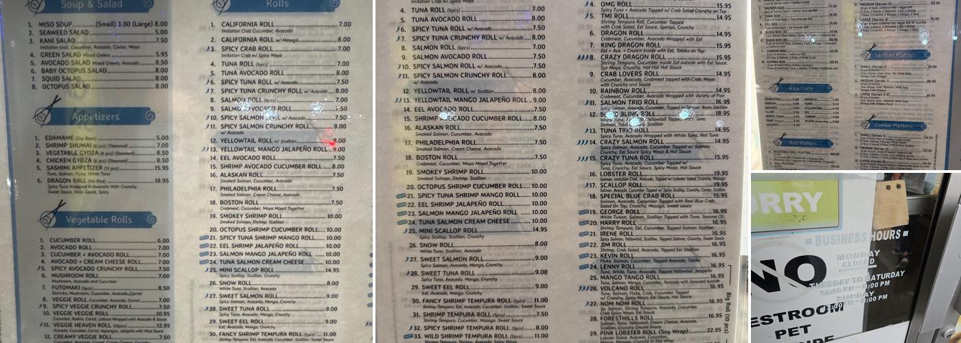 Sushi Time Menu