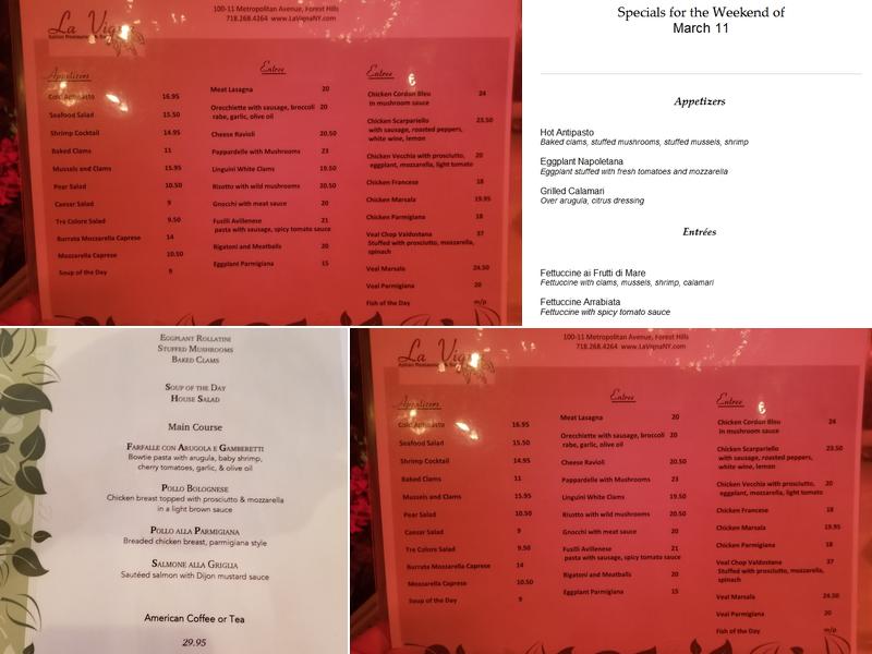 La Vigna Menu