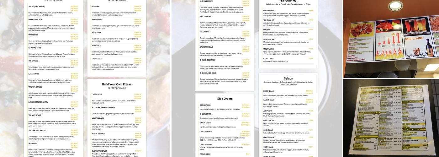 Blackstone Pizza Menu