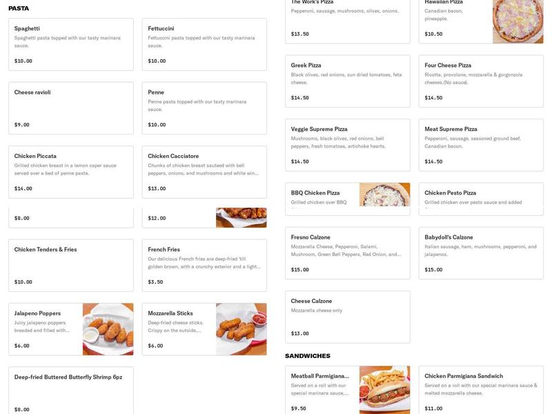 Sopranos Pizza and Restaurant Menu