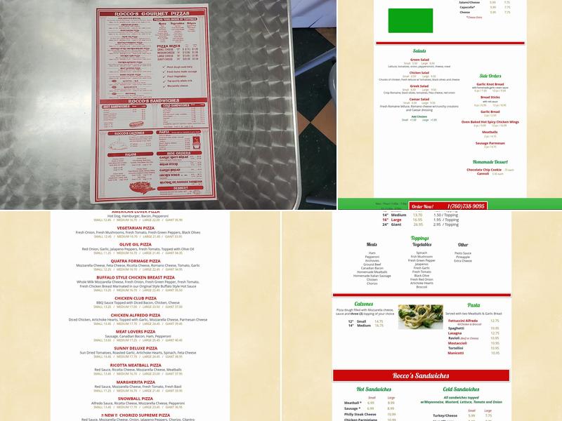 Rocco's Pizza Deli Menu