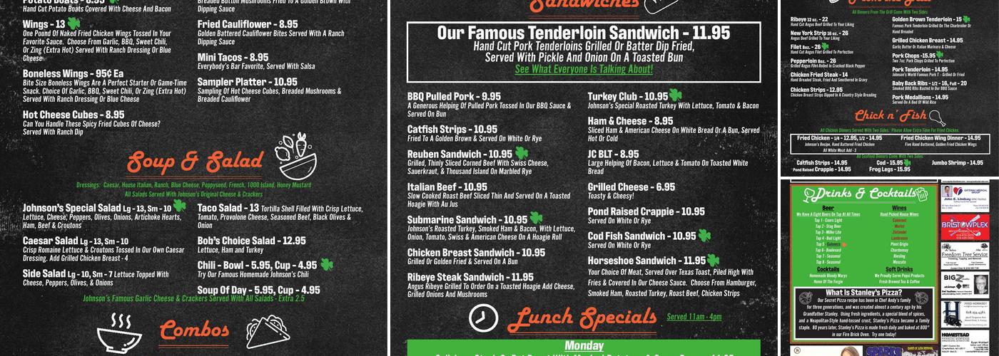 Johnson's Corner Restaurant Menu