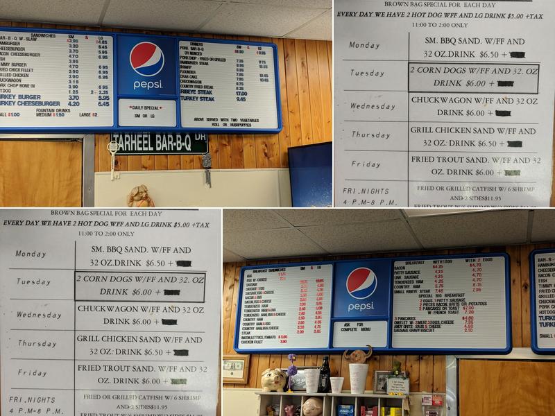 Tarheel Bar-B-Q Menu