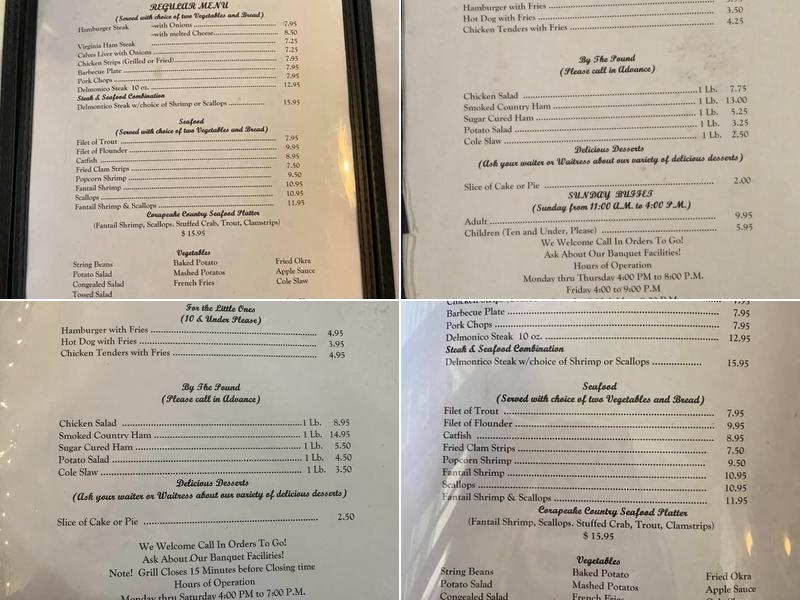 Corapeake Country Restaurant Menu
