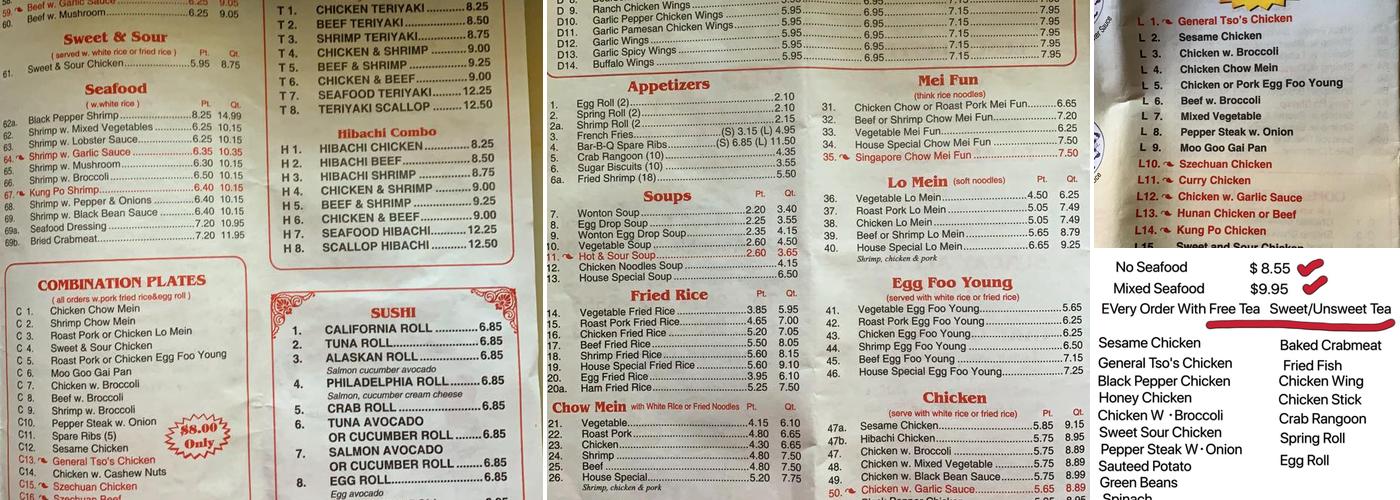 Hibachi Buffet Menu