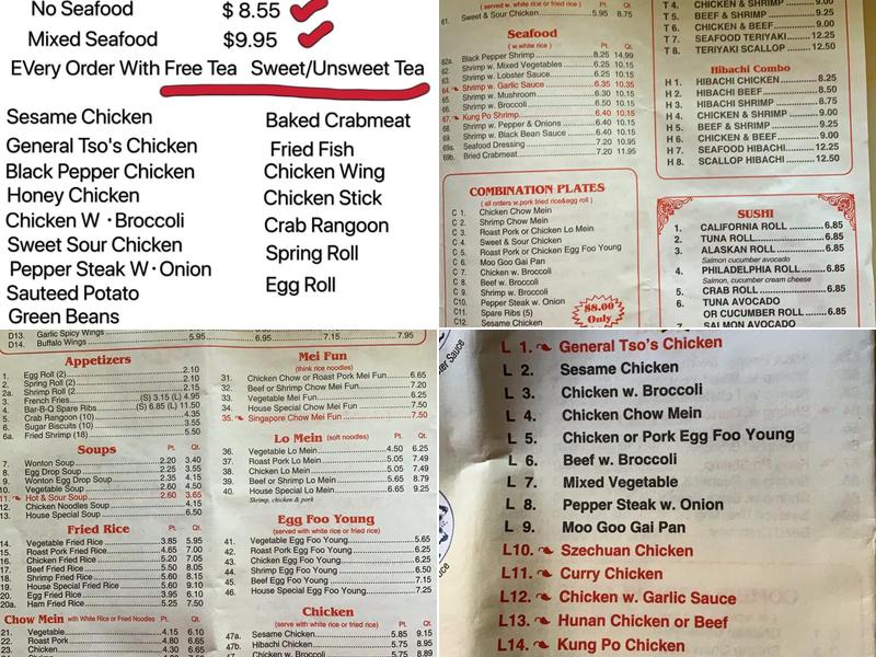 Hibachi Buffet Menu