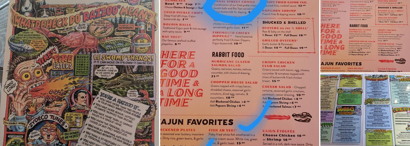 Razzoo's Cajun Cafe Menu
