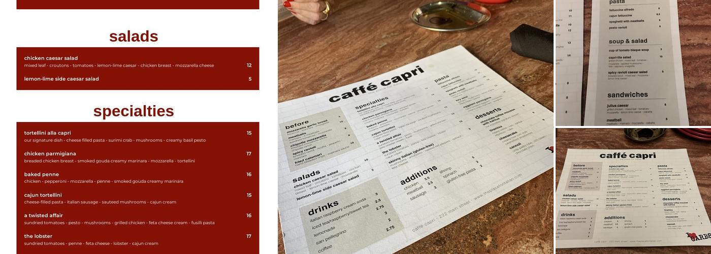 Caffé Capri Menu