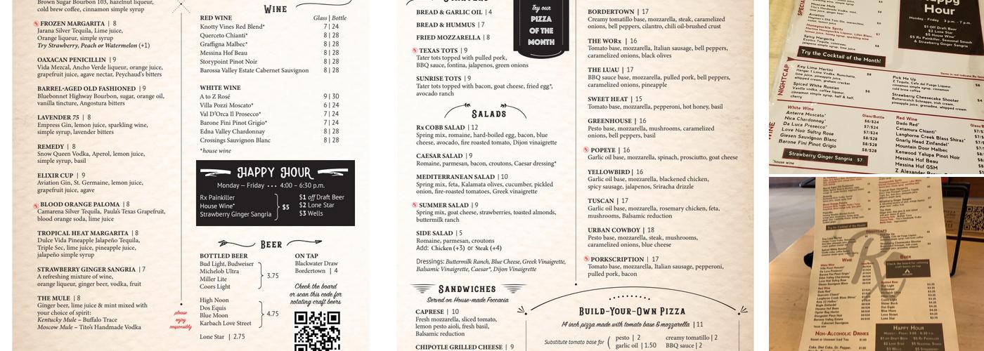 RX Pizza & Bar - Downtown Bryan Menu