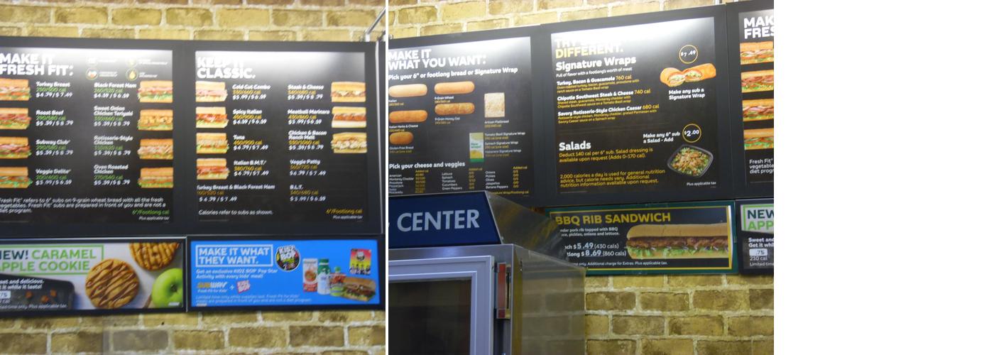 Subway Menu