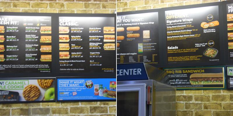 Subway Menu