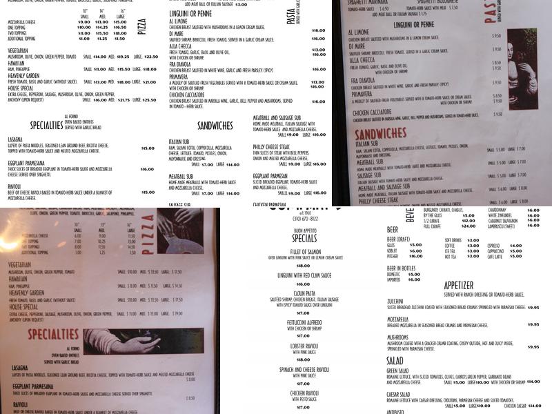 Compari's Trattoria Menu