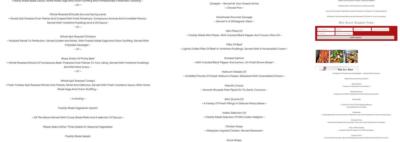 Hog Roast Belfast Menu
