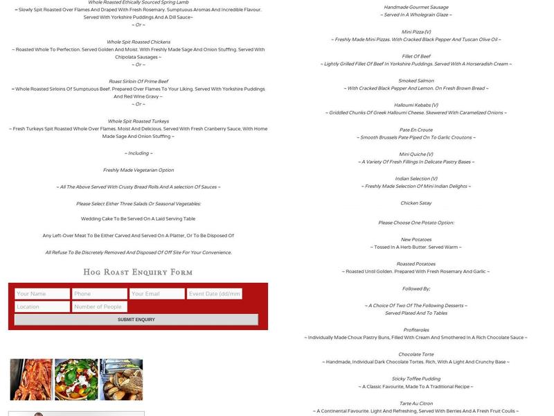 Hog Roast Belfast Menu