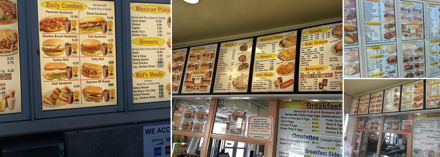 The Burger Palace Menu