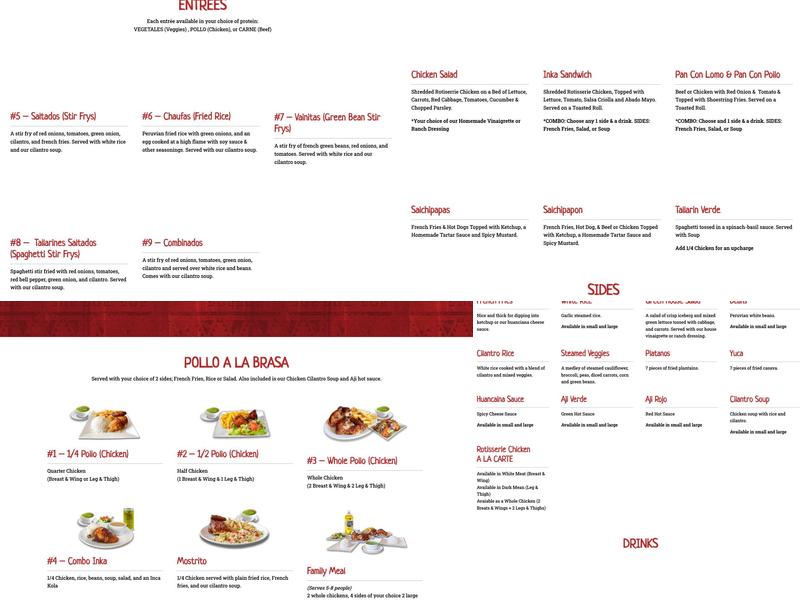 Pollo Inka Express Menu