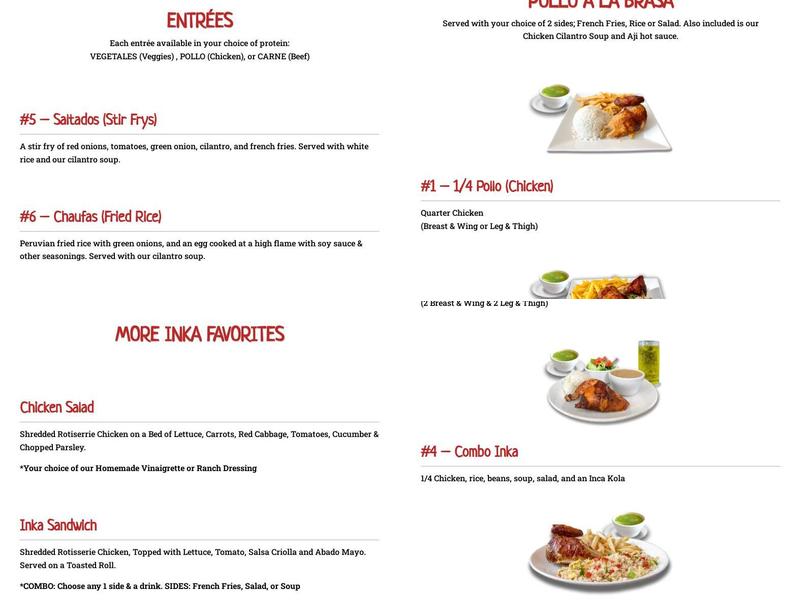 Pollo Inka Express Menu